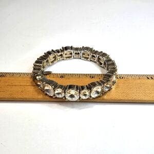 Vintage Natasha Crystal Bangle Silvertone Champagne Color Glass Magnetic Closure